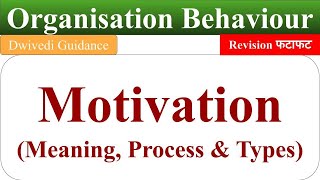 motivation meaning types of motivation process of motivation organisational behaviour motivation [upl. by Cele]