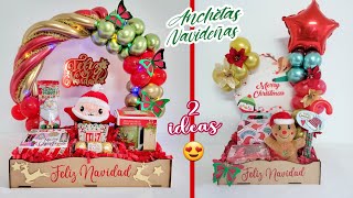 IDEAS PARA DECORAR TUS ANCHETAS NAVIDEÑAS 2 DISEÑOS DE BANDEJAS [upl. by Naashar]