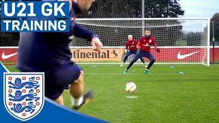 Double Goalkeeper Test  England U21  Inside Training [upl. by Areyk]