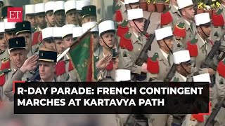 Republic day French contingent marches at Kartavya path great honour President Macron tweets [upl. by Eilyak]