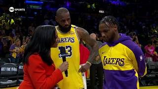 LeBron amp Bronny James conduct their first postgame interview together 🫶  NBA on ESPN [upl. by Norita]