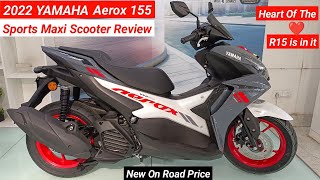 2022 Yamaha Aerox 155 Detailed Review  On Road Price Mileage Features  R15 Engine 😱  Aerox 155 [upl. by Sneve]