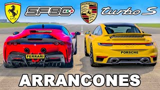 Ferrari SF90 vs Porsche 911 Turbo S ARRANCONES [upl. by Nissa]