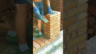 Masonry construction process of brick walls [upl. by Nywnorb39]