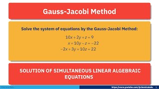 Gauss  Jacobi Method  System of Linear Equations  Solution of linear equation [upl. by Ainar]