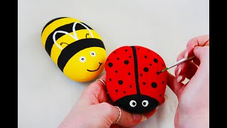 Easy Ladybug and Bumblebee Painted Rocks  StepbyStep Tutorial [upl. by Eiramanin595]