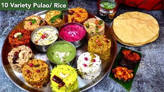 10 Variety Rice Recipes  10 Different RicePulao  स्पेशल राइस थाली  Rice Thali Recipe [upl. by Kristy337]