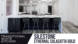 Transitional White Kitchen Silestone Quartz  Eternal Calacatta Gold by Faithful Countertops [upl. by Eceer]