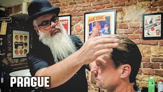 💈 Razor Haircut amp Southern Hospitality from the American Barber in Prague  Czech Republic [upl. by Ahsiekar]