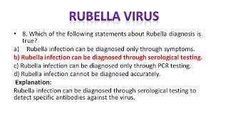 Rubella virus Mcqs top 20 important mcqs virology microbiology safamed lecture [upl. by Eelirem]