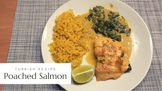 Poached Salmon with Curry Bulgur  Turkish Recipe [upl. by Baylor]