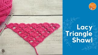 Crochet Lacy Shell stitch Shawl  Lightweight Crochet Triangle Shawl [upl. by Kain239]