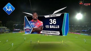 DC vs RR ROVMAN POWELL 36 RUNS 15 BALLS HIGHLIGHTS 2022  DELHI vs RAJASTHAN HIGHLIGHTS DCvRR [upl. by Brabazon]