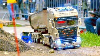 MIND BLOWING REMOTE CONTROL RC TRUCKS SCANIA HEAVY HAULGE RC DIGGER  MODELLBAU MESSE ERFURT [upl. by Jervis]