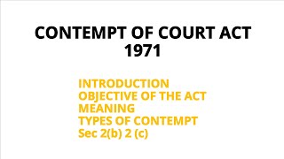 Types of contempt of court Proffessional ethics  contempt of court act 1971 SR digital Education [upl. by Sulihpoeht]