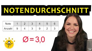 MITTELWERT berechnen – Notendurchschnitt arithmetisches Mittel Durchschnitt [upl. by Joni]