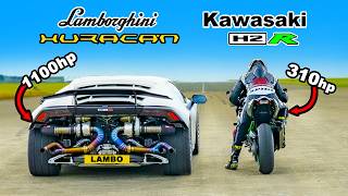 Lamborghini Huracan Turbo vs Kawasaki H2R DRAG RACE [upl. by Bussy]