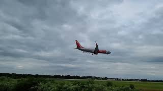 Leeds Bradford Airport runway viewing Park yeadon [upl. by Nerhe397]