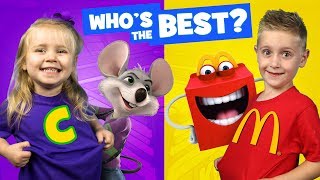 Little Flash and Ava Vote Chuck E Cheese vs McDonalds Battle [upl. by Cornwell]