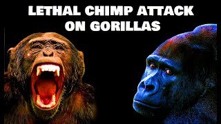 Lethal Coalitionary Chimpanzee Attack on Group of Gorillas [upl. by Noryahs]