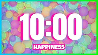 10 Minute Timer With Happy Music  Classroom  Rainbow  Alarm [upl. by O'Grady]