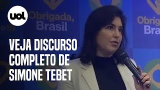 Simone Tebet apoia Lula veja vídeo completo do discurso [upl. by Laertnom881]