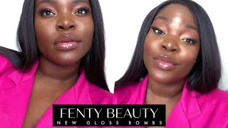 New Fenty Beauty Gloss Bombs Glass Slipper  Sweet Mouth Review on Dark Skin  Le Beat [upl. by O'Conner]