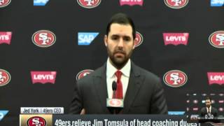 49ers boss hears criticism including salty tweet from Harbaugh [upl. by Allana]