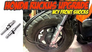 Honda Ruckus  Upgrading the front suspension with NCY shocks [upl. by Wiltshire]