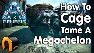 ARK GENESIS How To CAGE Tame A Megachelon GIANT TURTLE [upl. by Airot]