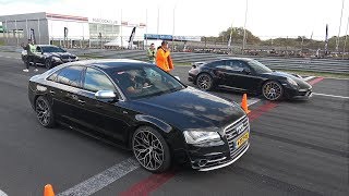 700HP Audi S8 D4 Quattro 40 TFSI V8T with Milltek vs Porsche 991 Turbo S [upl. by Ettegroeg]