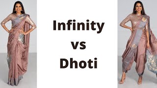 Infinity Drape vs Dhoti  How to wear Saree for Beginners  Easy Saree Draping Tutorial  Tia Bhuva [upl. by Cohberg]