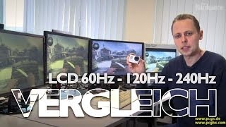 LCD Technik Vergleich 60Hz vs 120Hz vs 240Hz  Welches LCD ist schlierenfrei [upl. by Buskirk940]