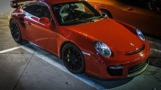 Red Porsche 911 997 GT2  Hitting Rev Limiter [upl. by Sharl834]