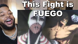 Eren vs Warhammer Titan  FULL FIGHT  Reaction [upl. by Kyre]