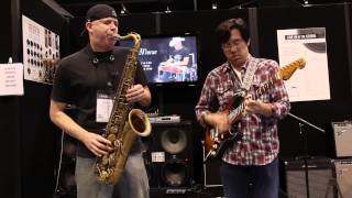 Isnt She Lovely guitar and sax duet  Tomo Fujita and James Calandrella NAMM 2014 [upl. by Oiluj789]