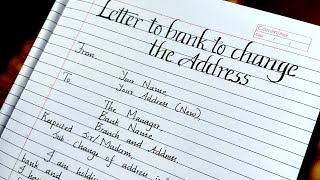 Write a Letter to bank for change of addressLetter writing in englishNeat and best handwriting [upl. by Athal]