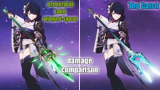 damage comparison primordial jade wingedspear vs the catch no food buff [upl. by Doreen342]