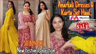 Myntra Anarkali Dress amp Kurta Set Haul  Long Sleeves Anarkali  PartyFestive Wear  Myntra Sale [upl. by Nnaeitak]