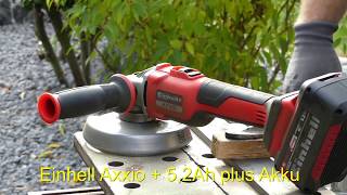 Einhell Akku Winkelschleifer 18V Axxio BL  Test  Vergleich vs Makita DGA504 [upl. by Enelrac]