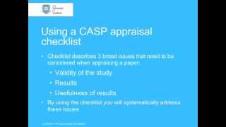 Critical Appraisal with CASP  Part 2 [upl. by Airotel921]