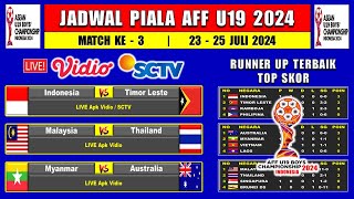 Jadwal Piala AFF U19 2024 Pekan Ke 3  Indonesia vs Timor Leste  Malaysia vs Thailand [upl. by Ameerak]