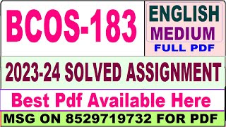 bcos 183 solved assignment 202324  bcos 183 solved assignment 2024 in English  bcos 183 english [upl. by Leryt741]