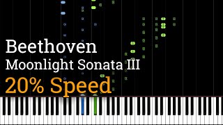 Beethoven  Moonlight Sonata Mvt 3 Slow Piano Tutorial 20 Speed [upl. by Craven54]