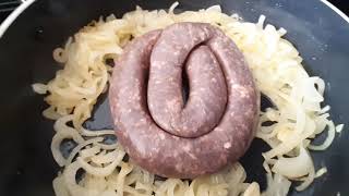 Frying Boerewors in a pan [upl. by Aicenad286]