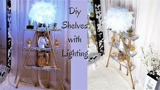 DIY 2 IN 1 SHELVES AND LIGHTING FOR SMALL SPACES SMALL SPACE DECORATING IDEAS 2019 [upl. by Bethesde882]