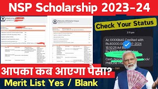 NSP Scholarship 202324 Payment kab Aayega  NSP Payment 202324  NSP Merit list Blank  Update ☑️ [upl. by Ahtamat]