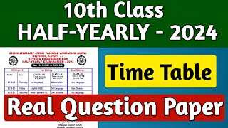 10th class half yearly exam 2024 time table  10th class half yearly exam real question paper 2024 [upl. by Wandie]