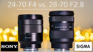 Sony 2470 F4 Zeiss vs Sigma 2870 F28  the best compact zoom lens  4K [upl. by Nhtanhoj]