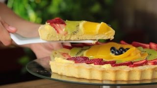 Receta Tarta de Crema Pastelera y Frutas  Recetas Rápidas [upl. by Aivat]